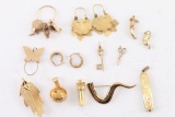Lot of 12 Gold Charms and More.