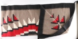 Mexican Rug in Red, Black, Brown, White.