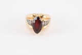 Ladies Garnet & white Topaz Ring