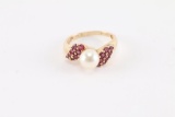 Ladies Pearl & Spinel Ring