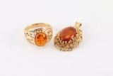Ladies Amber Pendant & Ring Set