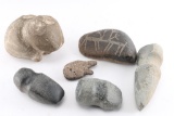 Collection of Six Stone Indian Implements.