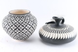Lot of 2 Black & White Pots.