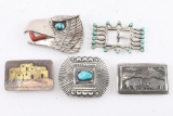 Collection of 5 Native American Belt Buckles