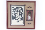 Ink on Paper Indian Dancer & Feather