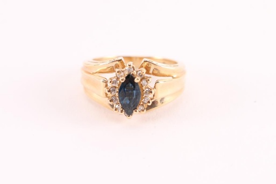 Stunning Sapphire with Diamond Halo Ring