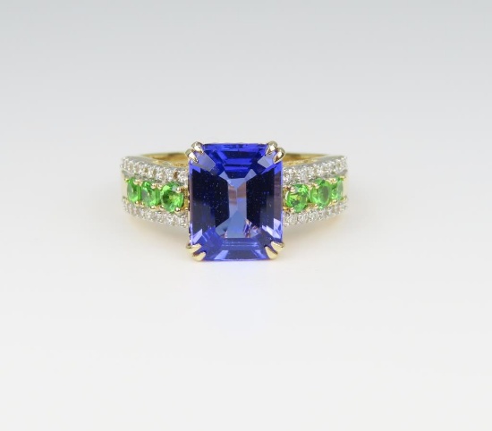 Sensational Vivid Tanzanite,Tsavorite & Diamond