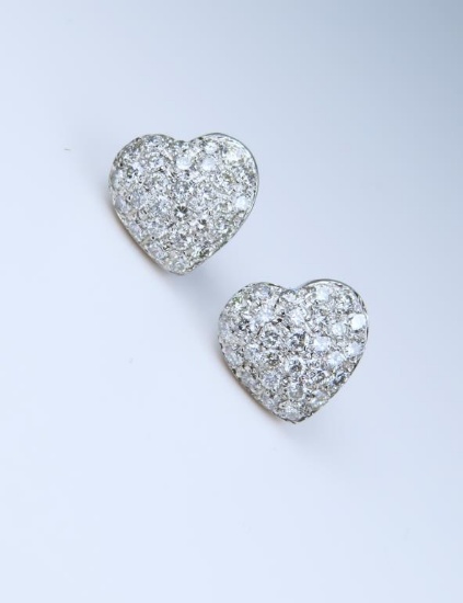 Brilliant Heart Shaped Diamond Earrings