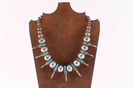 Navajo Sterling Bear Claw Necklace
