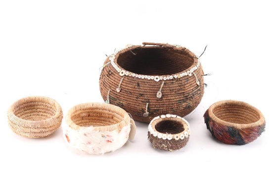 Lot of 5 Pomo Baskets.