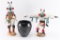 Lot of Blackware Pot and 2 Kachinas.