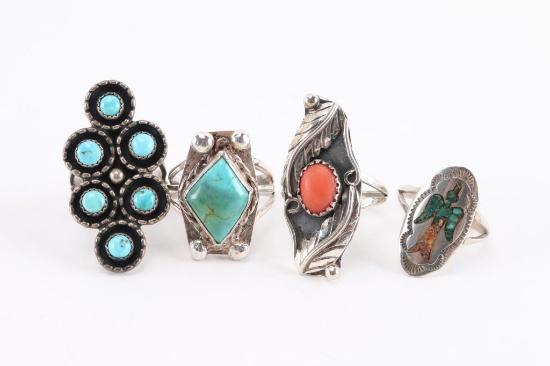 Lot of 4 Native American Rings.