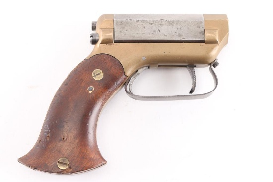 Antique Single Shot Pistol Brass Frame