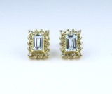 Finely Detailed Aquamarine & Diamond Earrings