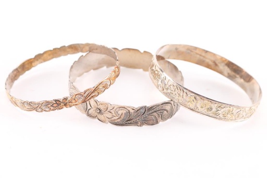 Lot of 3 Etched Bangles.