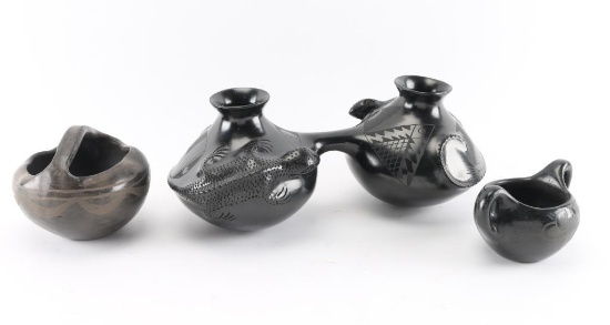 3 Pieces of Blackware Pottery.