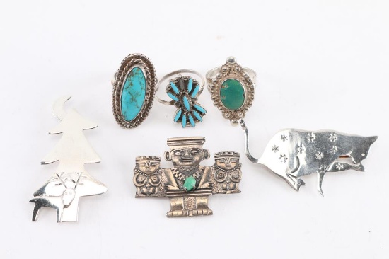Lot of 3 Rings and 3 Pins.