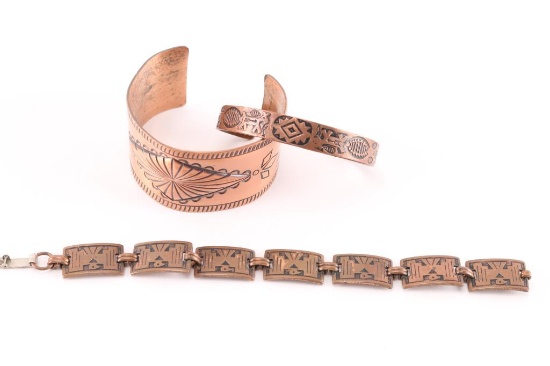 Lot of 2 Copper Cuffs & Bracelet.