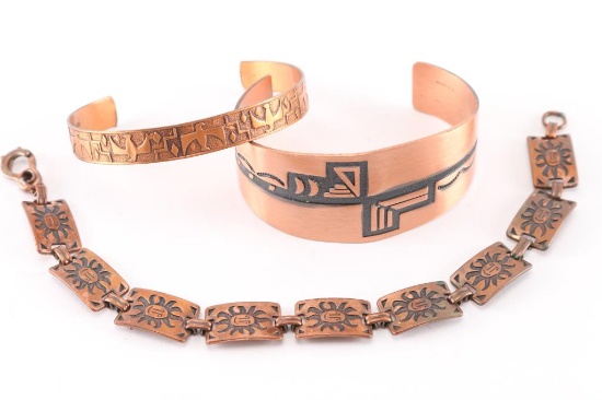 Lot of 2 Copper Cuffs & Bracelet.