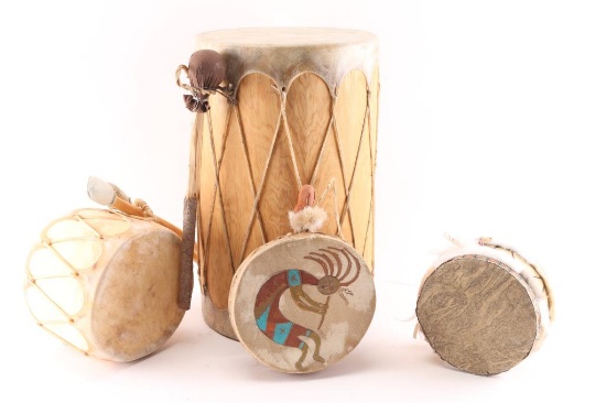 Four Decorative Native Drums.