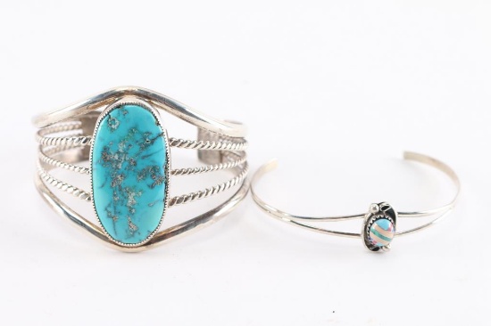 Lot of Two Turquoise Cuffs.