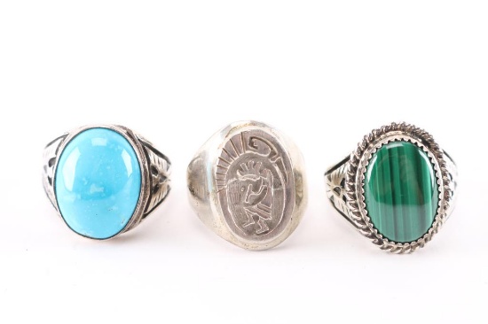 Lot of 3 Sterling Mens Rings.