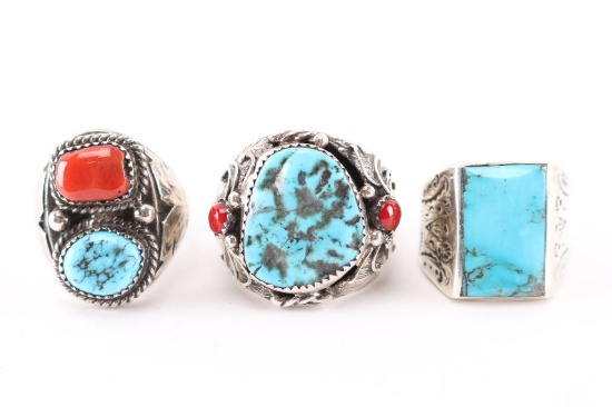 Lot of 3 Navajo Mens Rings.