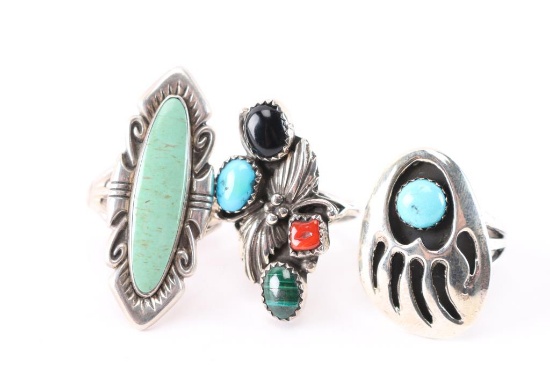 Lot of 3 Navajo Ladies Rings.