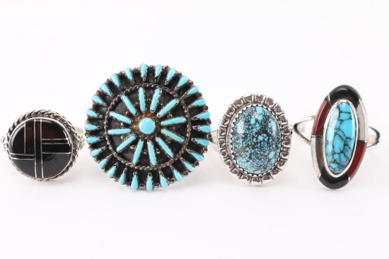 Lot of 4 Ladies Sterling Rings.