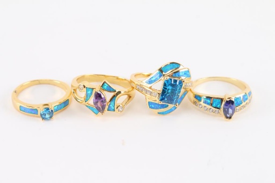 Lot of 4 Vermeil Rings.