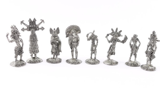 Lot of 8 Hopi Pewter Kachinas