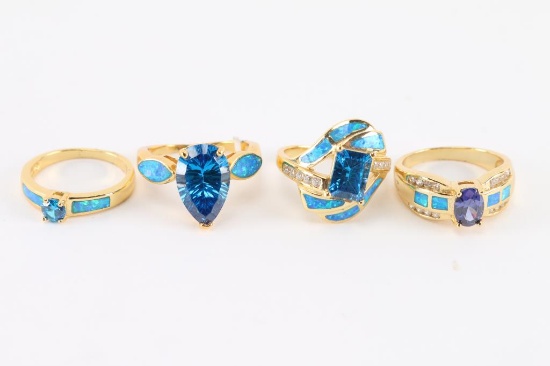 Lot of 4 Vermeil Rings.