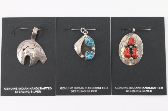 Lot of 3 Sterling Silver Pendants.