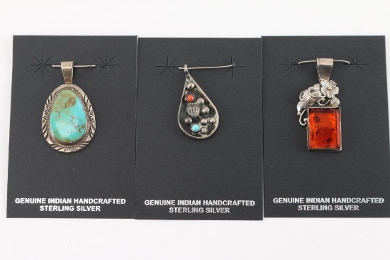 Lot of 3 Sterling Pendants.
