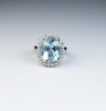 18CAI-5 AQUAMARINE & DIAMOND RING