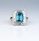18CAI-10 BLUE ZIRCON & DIAMOND RING