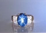18CAI-34 STAR SAPPHIRE & DIAMOND RING