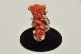 18RPS-3 CORAL & PEARL RING