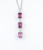 18CAI-41 PINK TOURMALINE & DIAMOND PENDANT