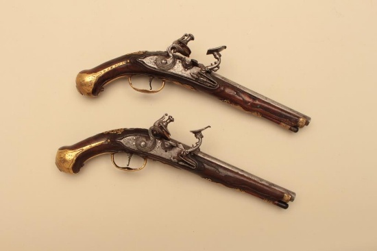 18GV-8 PAIR OF SNAPHANCE FLINTLOCK PISTOLS