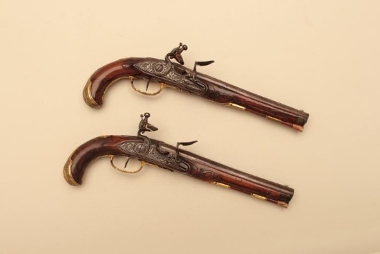 18GV-12 PAIR OF 18TH CENTURY FLINTLOCK PISTOLS