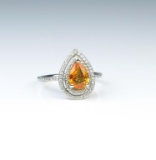 18CAI-35 ORANGE SAPPHIRE & DIAMOND RING