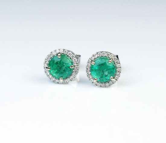 18CAI-67 EMERALD & DIAMOND EARRINGS