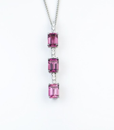 18CAI-70 PINK TOURMALINE & DIAMOND PENDANT