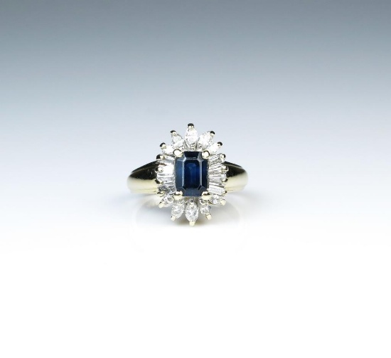 18CAI-40 BLUE SAPPHIRE & DIAMOND RING