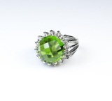 18CAI-45 PERIDOT & DIAMOND RING