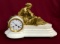 19GFE-51 FRENCH BRONZE GOLD GILT MARBLE CLOCK