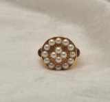 19RPS-6 PEARL & RUBY CABOCHON RING