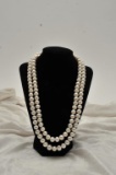 19RPS-13 DOUBLE STRAND WHITE PEARL NECKLACE