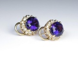 19CAI-37 AMETHYST & DIAMOND EARRINGS